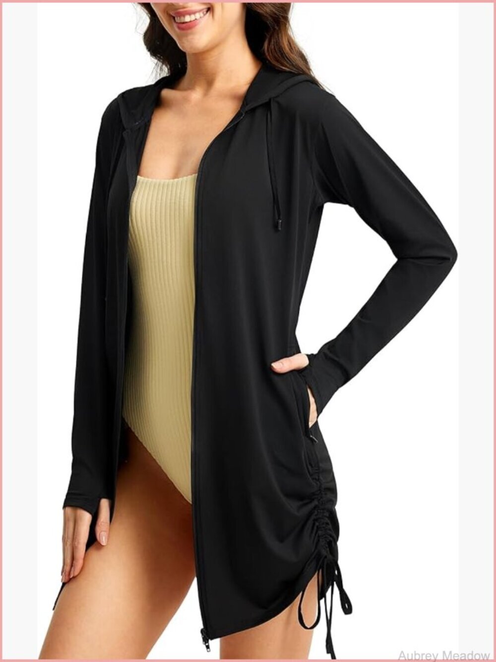 UPF 50+ Long Sleeve Swim Cover Up Cardigan with Hood